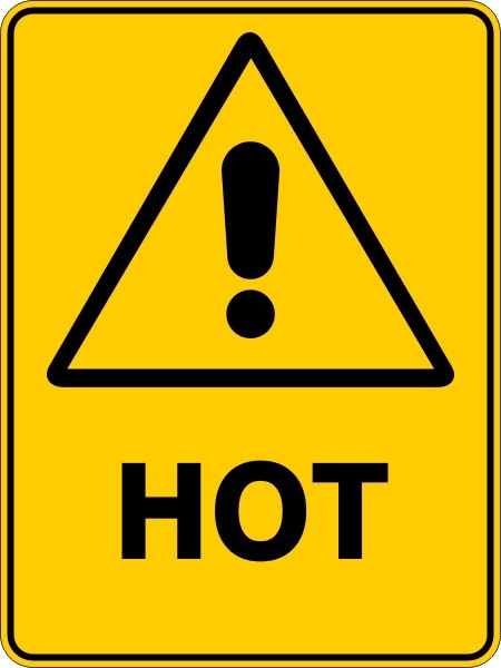 WARNING HOT - SELF ADHESIVE STICKER / DECAL / SIGN | HEALTH & SAFETY - Picture 3 of 8