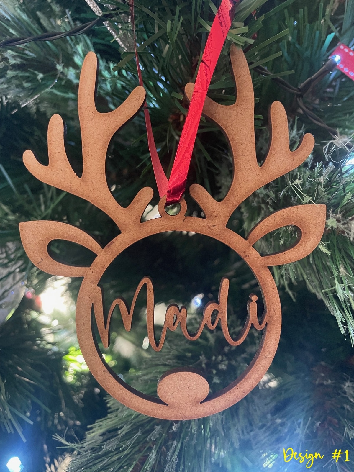 PERSONALISED CHRISTMAS REINDEER ORNAMENT | DECORATION | XMAS | CUSTOM | PLYWOOD - Picture 2 of 4