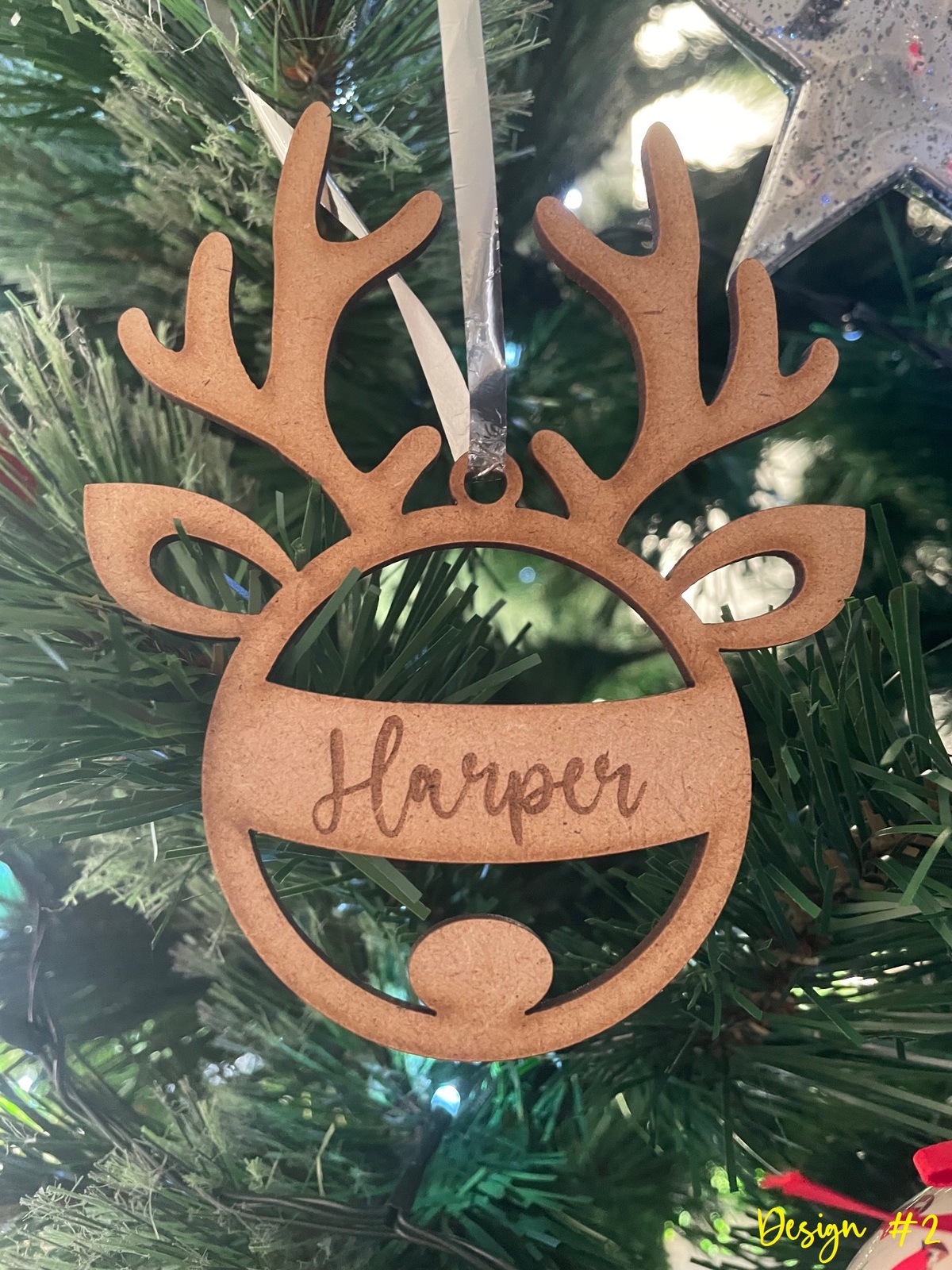 PERSONALISED CHRISTMAS REINDEER ORNAMENT | DECORATION | XMAS | CUSTOM | PLYWOOD - Picture 3 of 4