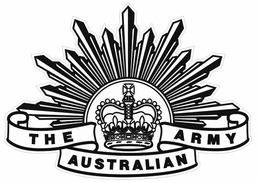 AUSTRALIAN ARMY RISING SUN BADGE PATTERN DECAL 100MM X 72MM | AUTHORISED | BLACK LINE VERSION