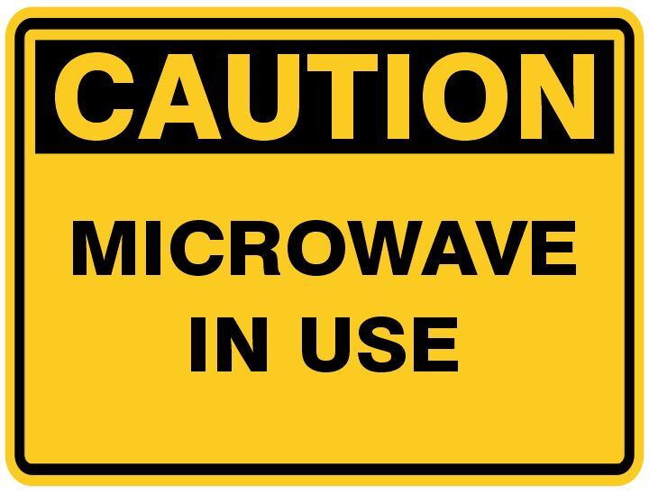 CAUTION - MICROWAVE IN USE - SELF ADHESIVE STICKER / DECAL / SIGN | HEALTH & SAF - Picture 2 of 7