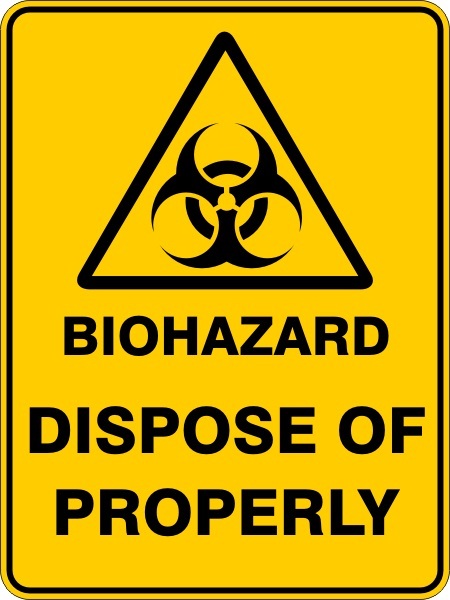 BIOHAZARD DISPOSE OF PROPERLY - SELF ADHESIVE STICKER / DECAL / SIGN | HEALTH & - Picture 7 of 7