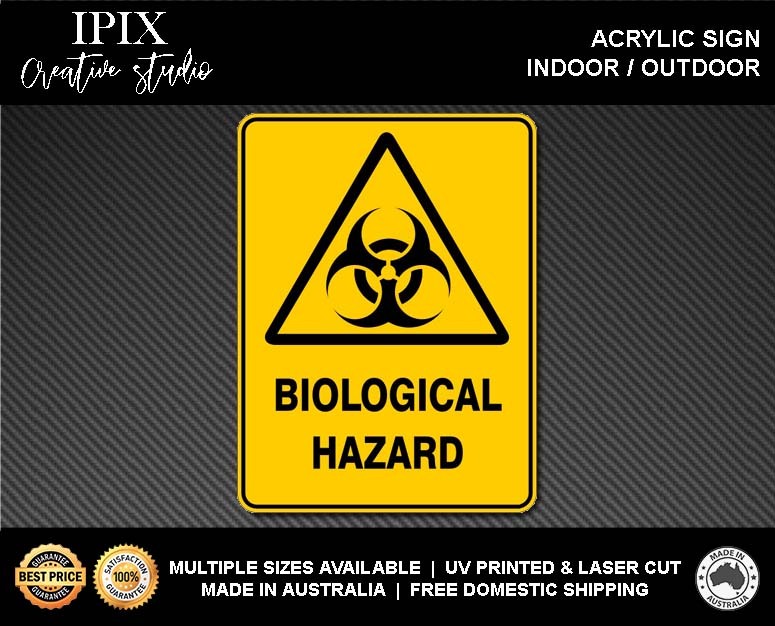 WARNING - BIOLOGICAL HAZARD - ACRYLIC SIGN | HEALTH & SAFETY - Picture 2 of 6