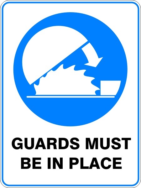 GUARDS MUST BE IN PLACE - SELF ADHESIVE STICKER / DECAL / SIGN | HEALTH & SAFETY - Picture 2 of 7