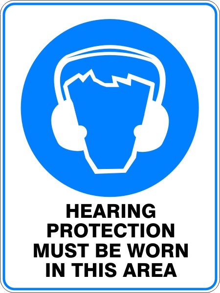 HEARING PROTECTION MUST BE WORN IN THIS AREA - SELF ADHESIVE STICKER / DECAL / S - Picture 2 of 7