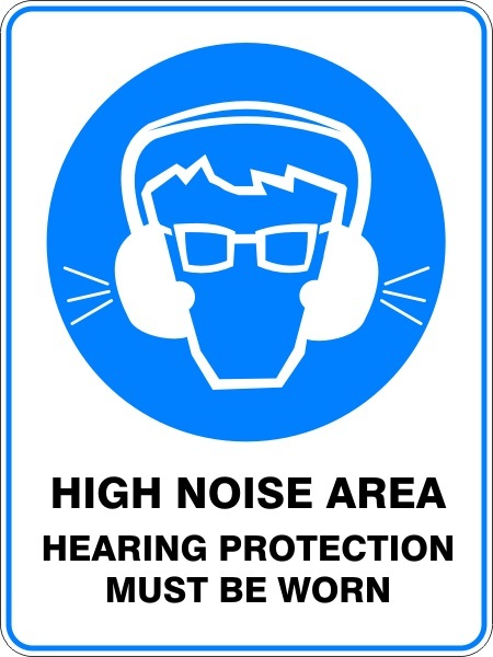 HIGH NOISE AREA - HEARING PROTECTION MUST BE WORN - SELF ADHESIVE STICKER / DECA - Picture 2 of 7