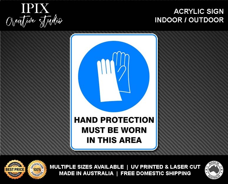 HAND PROTECTION MUST BE WORN IN THIS AREA - MANDATORY | ACRYLIC | SIGN | HEALTH - Picture 2 of 6