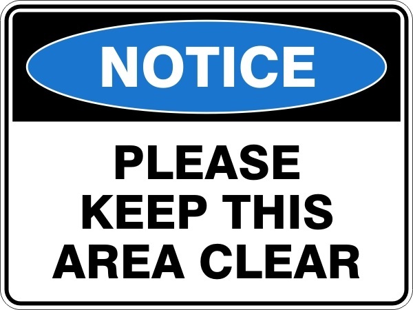 Free P&P Keep this Area Clear Information Signs Stickers/ Adhesive Waterproof 