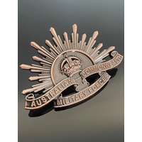 Rising Sun Cap Badge (3rd Design 1904 - 1949) - Antique Bronze | Army | Military | Commonwealth | Forces | 