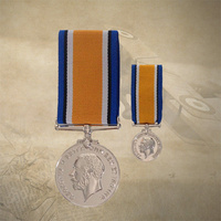 BRITISH WAR MEDAL + MINIATURE | WWI | WAR | MILITARY | COMBAT | REPLICA 