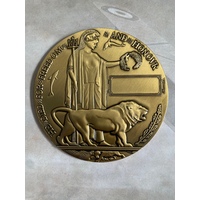 WWI MEMORIAL PLAQUE | DEAD MAN'S PENNY | WORLD WAR ONE | MEDALLION | ARMY | KIA