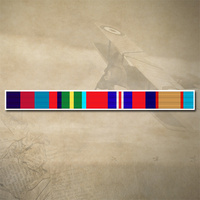 39-45 STAR, PACIFIC STAR, WAR MEDAL AND 39-45 ASM RIBBON BAR DECAL STICKER
