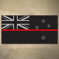 NEW ZEALAND THIN RED LINE FLAG DECAL | STICKER | 100mm x 50mm | FIREFIGHTER 