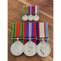 WW2 Defence, 1939-45 War and 1939-45 Australian Service Medal Set + Mini With Bar | Court Mounted | Replica | Military | ADF | Full Size | ASM