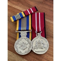 Defence Long Service + ADM Medals | Court Mounted | Full Size + Ribbon Bar | DLSM | AUSTRALIA | SERVICE