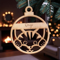 PERSONALISED CAT CHRISTMAS BAUBLE ORNAMENT | DECORATION | XMAS | CUSTOM | PLYWOOD | SEASON | #39-2
