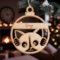 PERSONALISED CAT CHRISTMAS BAUBLE ORNAMENT | DECORATION | XMAS | CUSTOM | PLYWOOD | SEASON | #39-3