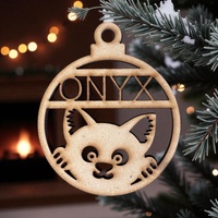 PERSONALISED CAT CHRISTMAS BAUBLE ORNAMENT | DECORATION | XMAS | CUSTOM | PLYWOOD | SEASON | #39-4