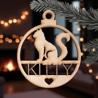 PERSONALISED CAT CHRISTMAS BAUBLE ORNAMENT | DECORATION | XMAS | CUSTOM | PLYWOOD | SEASON | #39-5
