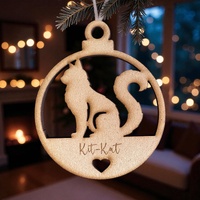 PERSONALISED CAT CHRISTMAS BAUBLE ORNAMENT | DECORATION | XMAS | CUSTOM | PLYWOOD | SEASON | #39-5
