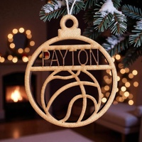 PERSONALISED BASKETBALL CHRISTMAS BAUBLE ORNAMENT | DECORATION | XMAS | CUSTOM | PLYWOOD | SEASON | #58-3