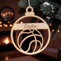 PERSONALISED BASKETBALL CHRISTMAS BAUBLE ORNAMENT | DECORATION | XMAS | CUSTOM | PLYWOOD | SEASON | #58-3