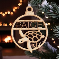 PERSONALISED TURTLE CHRISTMAS BAUBLE ORNAMENT | DECORATION | XMAS | CUSTOM | PLYWOOD | SEASON | #60-1