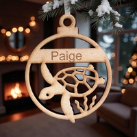 PERSONALISED TURTLE CHRISTMAS BAUBLE ORNAMENT | DECORATION | XMAS | CUSTOM | PLYWOOD | SEASON | #60-1