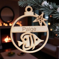 PERSONALISED FISH CHRISTMAS BAUBLE ORNAMENT | DECORATION | XMAS | CUSTOM | PLYWOOD | SEASON | #60-2