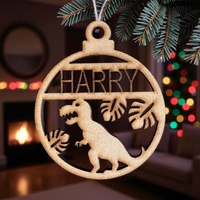 PERSONALISED DINOSAUR CHRISTMAS BAUBLE ORNAMENT | DECORATION | XMAS | CUSTOM | PLYWOOD | SEASON | #61-1