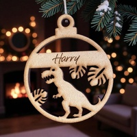 PERSONALISED DINOSAUR CHRISTMAS BAUBLE ORNAMENT | DECORATION | XMAS | CUSTOM | PLYWOOD | SEASON | #61-1