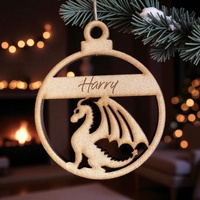 PERSONALISED DRAGON CHRISTMAS BAUBLE ORNAMENT | DECORATION | XMAS | CUSTOM | PLYWOOD | SEASON | #61-2