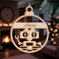 PERSONALISED ROBOT CHRISTMAS BAUBLE ORNAMENT | DECORATION | XMAS | CUSTOM | PLYWOOD | SEASON | #61-4