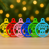 PERSONALISED SKULL CHRISTMAS BAUBLE ORNAMENT | DECORATION | XMAS | CUSTOM | Acrylic | SEASON | #61-5