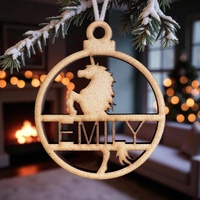 PERSONALISED UNICORN CHRISTMAS BAUBLE ORNAMENT | DECORATION | XMAS | CUSTOM | PLYWOOD | SEASON | #62-1