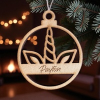 PERSONALISED UNICORN CHRISTMAS BAUBLE ORNAMENT | DECORATION | XMAS | CUSTOM | PLYWOOD | SEASON | #62-3