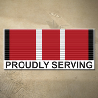 AUSTRALIAN DEFENCE MEDAL DECAL - PROUDLY SERVING | 150MM X 65MM | AUSSIE | PRIDE | MILITARY