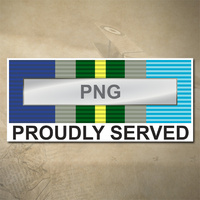 AUSTRALIAN ASM 1945 - 1975 (PNG) MEDAL DECAL - PROUDLY SERVED | 150MM X 65MM | AUSSIE | PRIDE | MILITARY