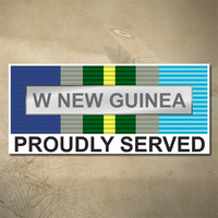 AUSTRALIAN ASM 1945 - 1975 (W NEW GUINEA) MEDAL DECAL - PROUDLY SERVED | 150MM X 65MM | AUSSIE | PRIDE | MILITARY