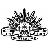 AUSTRALIAN ARMY RISING SUN BADGE 7TH PATTERN DECAL 100MM X 72MM | AUTHORISED | BLACK LINE VERSION - WHITE BACKGROUND |  STICKER | INDOOR / OUTDOOR