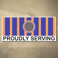 NATIONAL MEDAL DECAL - PROUDLY SERVING | ONE ROSETTE | 25YRS | 150MM X 65MM | AUSSIE | PRIDE | MILITARY