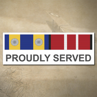 DFSM (2 ROSETTES) AND ADM MEDAL RIBBON BAR DECAL - PROUDLY SERVED 100MM X 35MM | AUSSIE | PRIDE | SERVICE