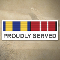 DFSM (1 ROSETTE) AND ADM MEDAL RIBBON BAR DECAL - PROUDLY SERVED 100MM X 35MM | AUSSIE | PRIDE | SERVICE
