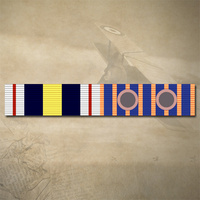 NATIONAL POLICE SERVICE MEDAL + NATIONAL MEDAL + 2 ROSETTES - 35 YRS RIBBON BAR STICKER / DECAL | WATER & UV PROOF