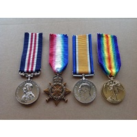 WWI MEDAL SET | KGV MM + 1914-15 STAR + BRITISH WAR MEDAL + VICTORY MEDAL | WAR