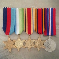 WWII  39-45 STAR, ATLANTIC STAR, AFRICA STAR, BURMA STAR + 39-45 WAR MEDAL GROUP
