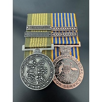 NATIONAL EMERGENCY MEDAL + NATIONAL  MEDAL PAIR | MOUNTED | 2 CLASPS TC DEBBIE, BUSHFIRES 19-20 | EMERGENCY