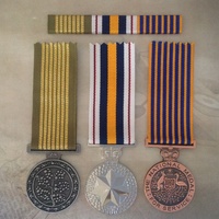 NATIONAL EMERGENCY MEDAL, NATIONAL POLICE & NATIONAL MEDAL SET + RIBBON BAR