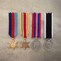 1939 - 45 STAR, AFRICA STAR, 39-45 WAR + NZ WAR SERVICE MEDAL SET | GOLD TONE
