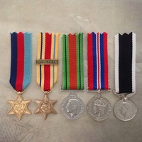 1939 - 45 , AFRICA STAR, DEFENCE, WAR + NZ WAR SERVICE MEDAL SET | GOLD TONE